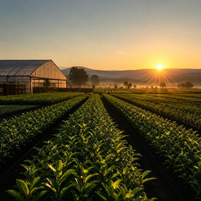 Campo de cultivo al amanecer